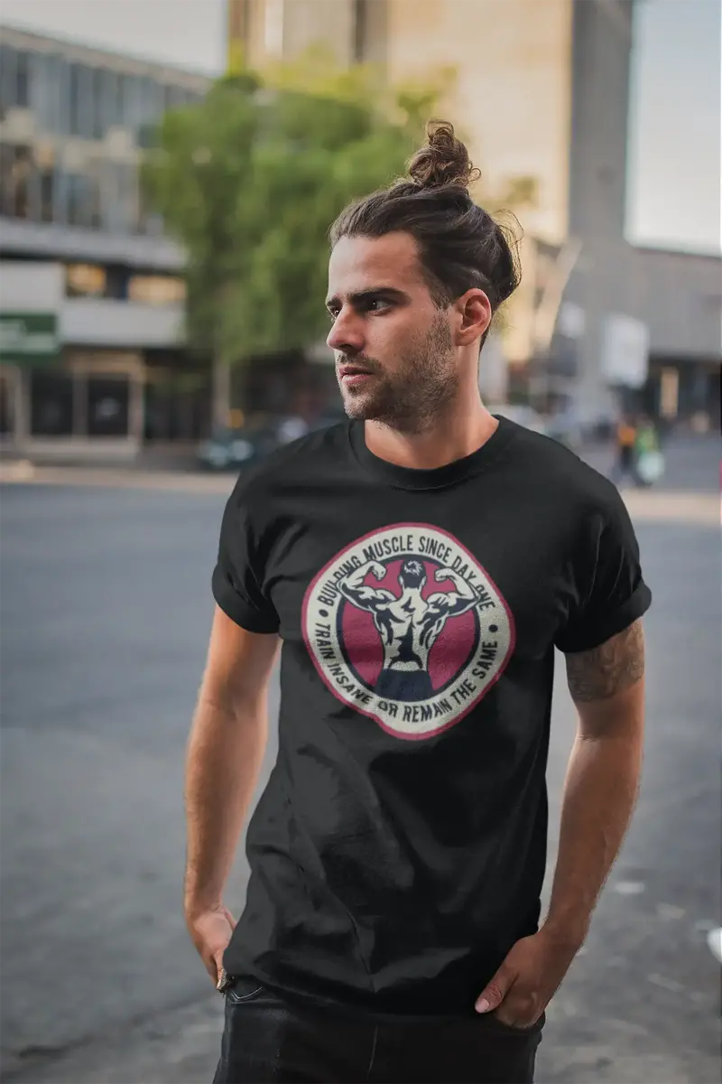 Ultrabasic Men's T-Shirt Building Muscle Since Day One - Motivational Gym Shirt 1