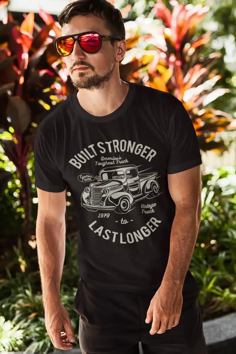 Ultrabasic Men's T-Shirt Built Stronger Last Longer - America's Vintage Truck Shirt 1