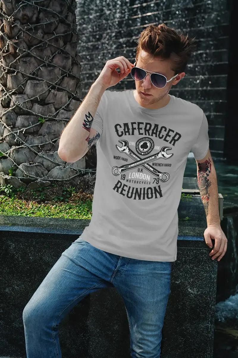 Ultrabasic Men's T-Shirt Caferacer Reunion - Live Ride Motorcycle Shirt For Men 1