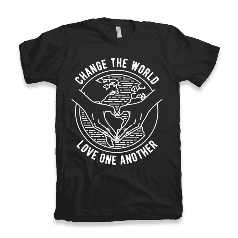 Ultrabasic Men's T-Shirt Change The World Love One Another - Globe Shirt 3