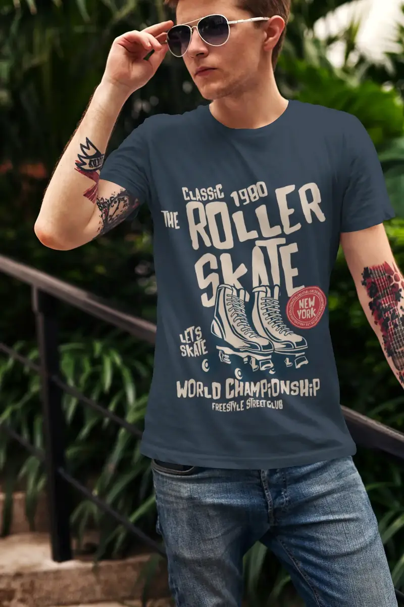 Ultrabasic Men's T-Shirt Classic 1980 Roller Skate - Ny Street Club Tee Shirt 1