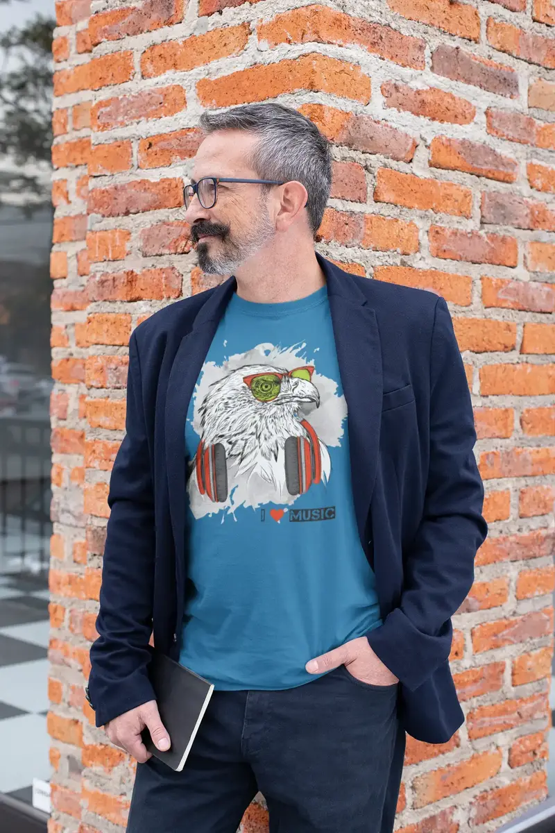 Ultrabasic Men's T-Shirt Cool Eagle - I Love Music Funny Tee Shirt 1