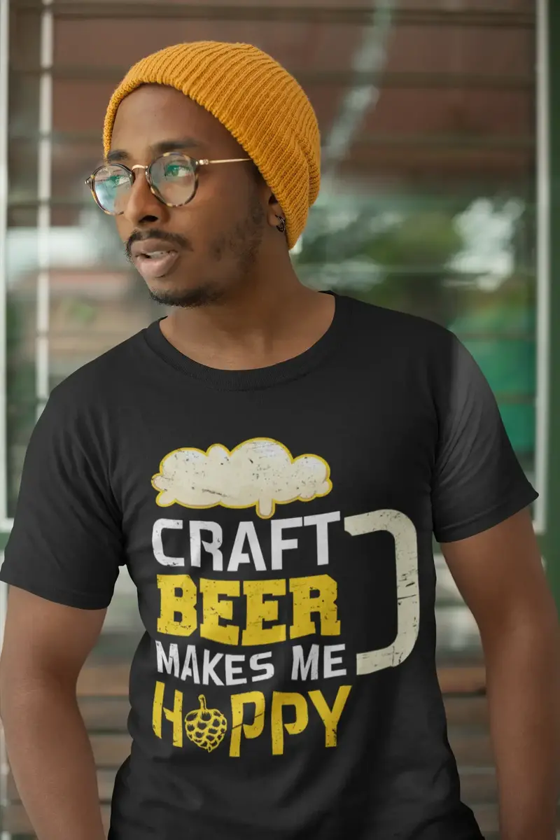 Ultrabasic Men's T-Shirt Craft Beer Makes Me Hoppy - Funny Beer Lover Tee Shirt 1