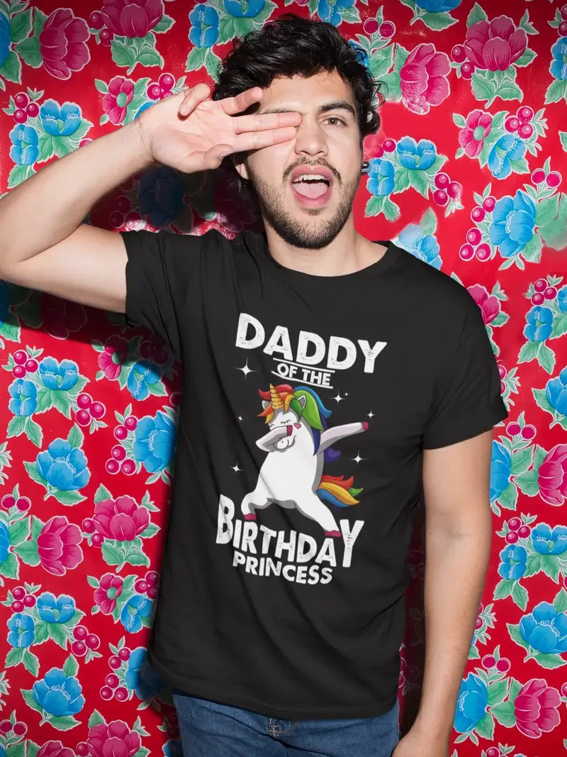 Ultrabasic Men's T-Shirt Daddy Of The Birthday Princess - Funny Unicorn Dab Tee Shirt 1