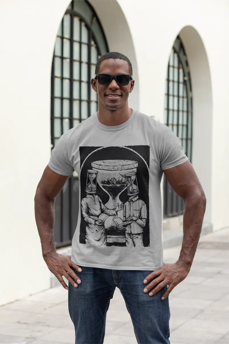 Ultrabasic Men's T-Shirt Deep Time Hourglass - Sarcasm Shirt For Men 1