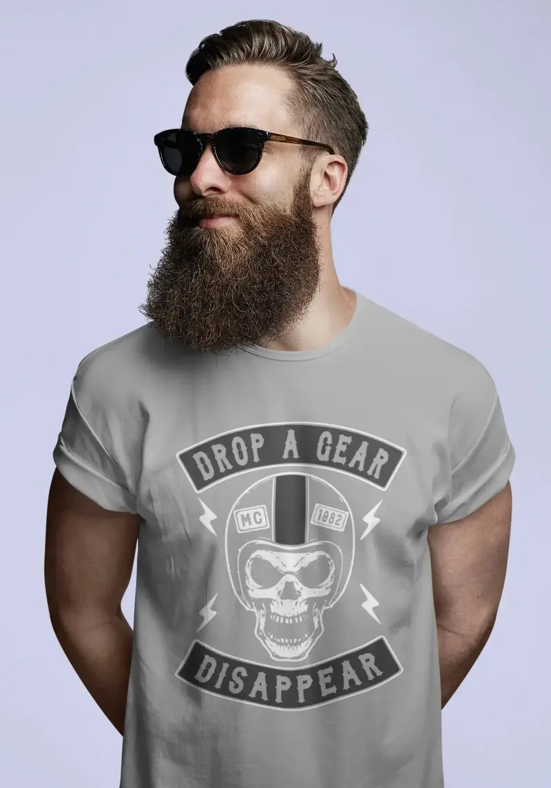 Ultrabasic Men's T-Shirt Drop A Gear Disappear - Funny Biker Tee Shirt 1