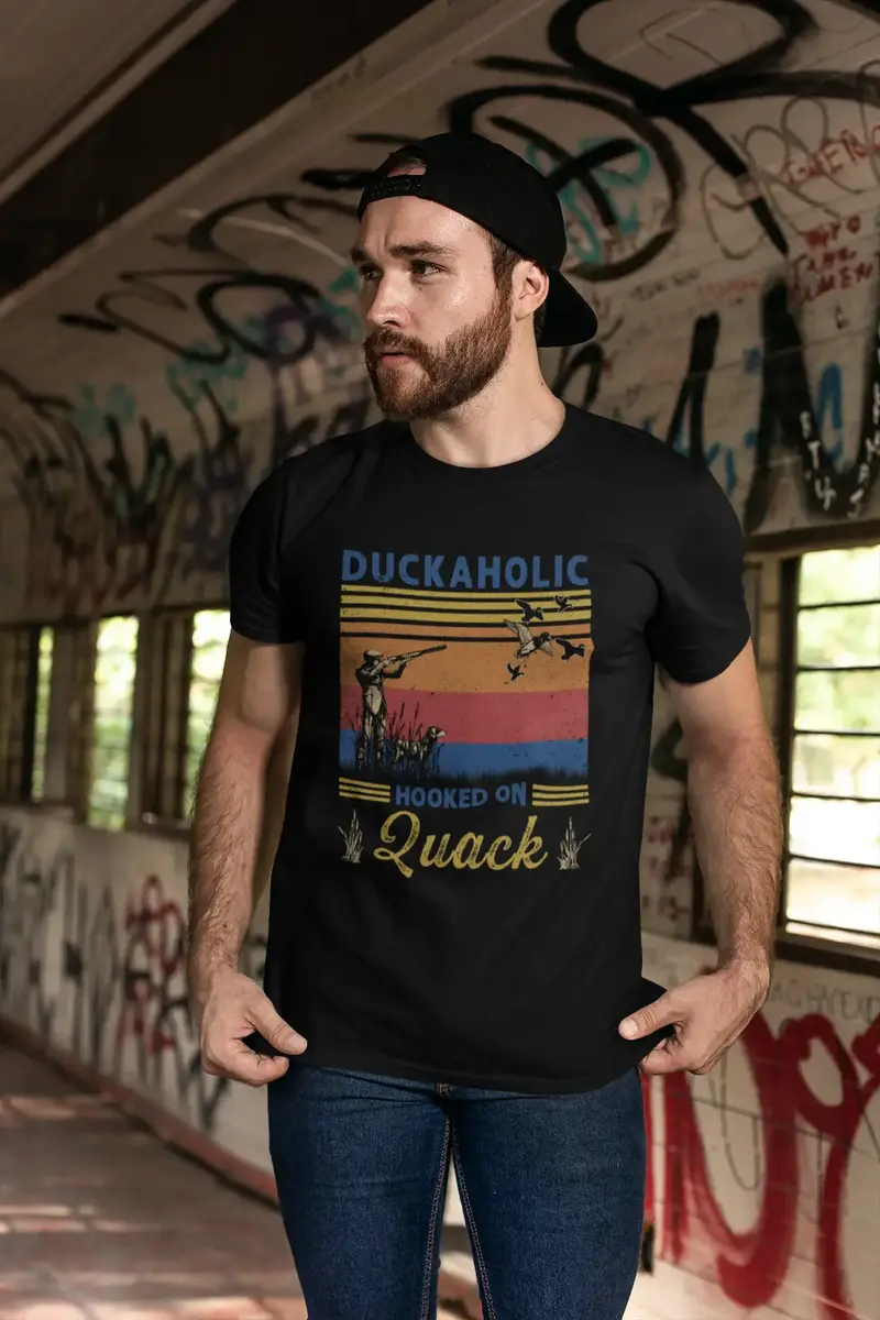 Ultrabasic Men's T-Shirt Duckaholic Hooked On Quack - Hunter Tee Shirt 1