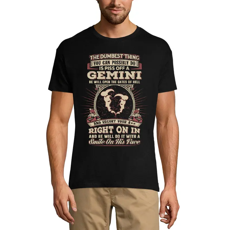 Ultrabasic Men's T-Shirt Dumbest Thing - Piss Of A Gemini - Zodiac Birthday Shirt 2