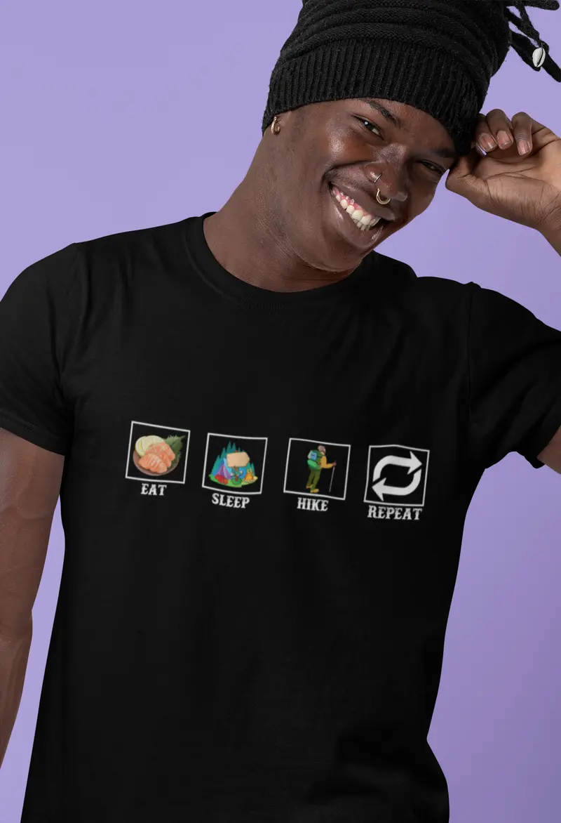 Ultrabasic Men's T-Shirt Eat Sleep Hike Repeat - Mountain Hiking Tee Shirt 2