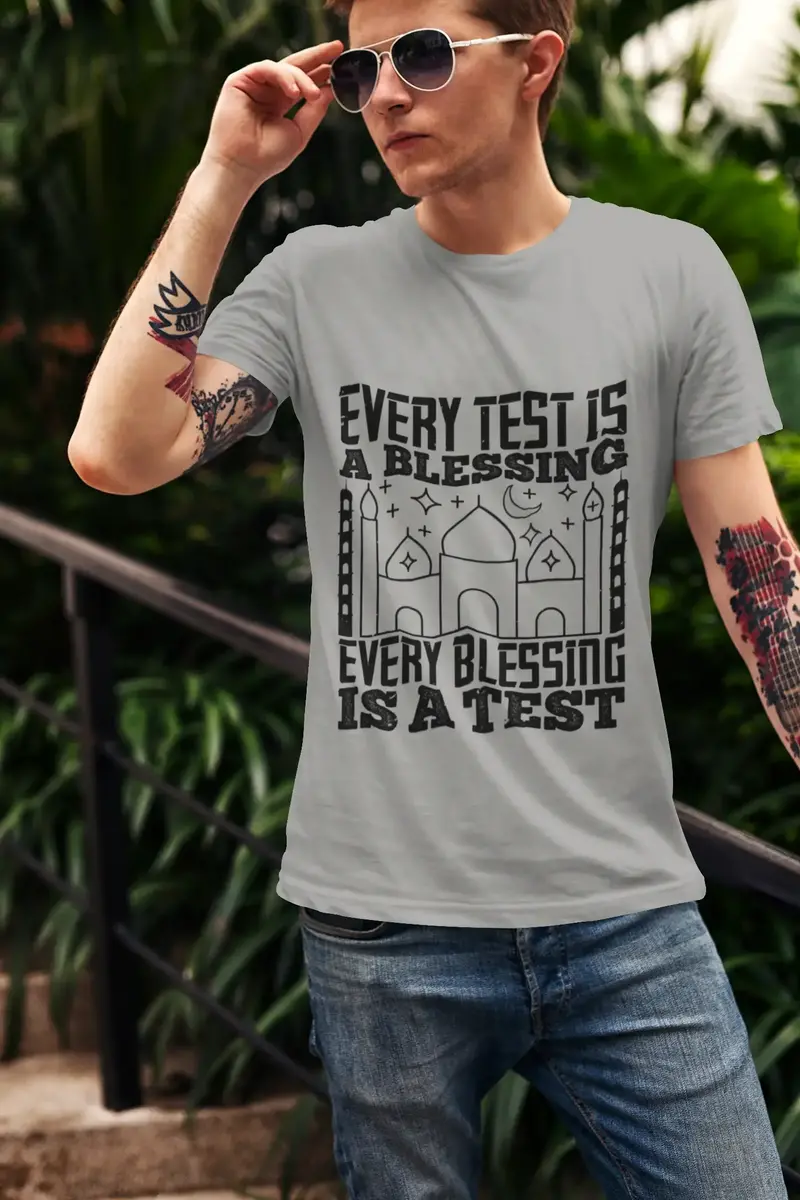 Ultrabasic Men's T-Shirt Every Test Is A Blessing Every Blessing Is A Test - Mosque Tee Shirt 1