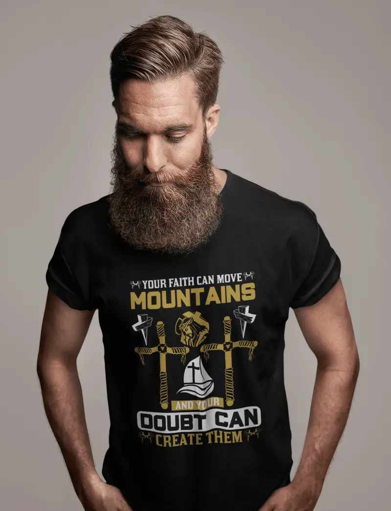 Ultrabasic Men's T-Shirt Faith Can Move Mountains - Christian Religious Shirt 1