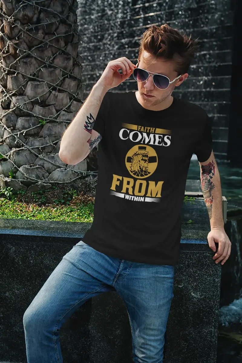 Ultrabasic Men's T-Shirt Faith Comes From Within - Jesus Christian Religious Shirt 1