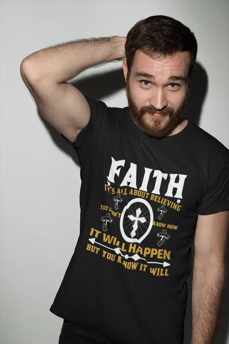 Ultrabasic Men's T-Shirt Faith Is All About Believing - Christian Religious Shirt 1