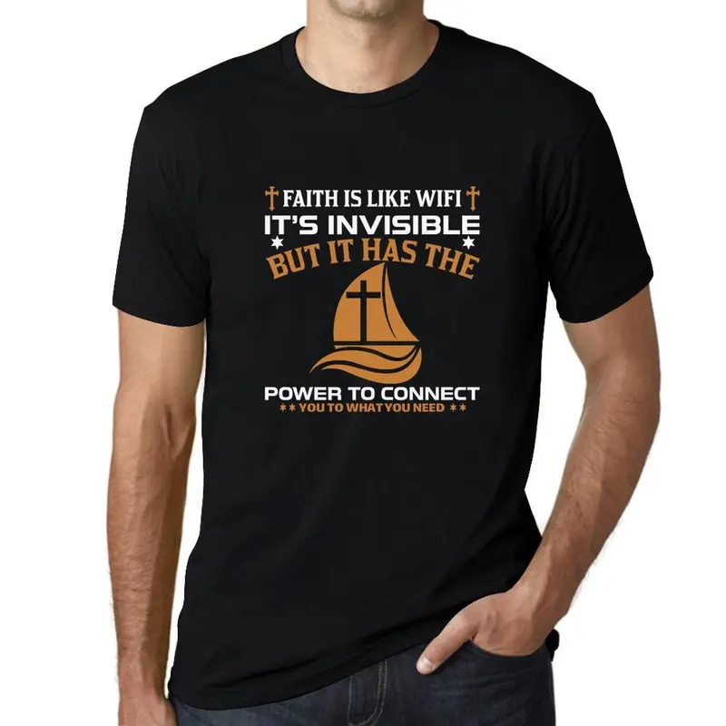 Ultrabasic Men's T-Shirt Faith Is Like Wifi - Power To Connect - Religious Shirt 3
