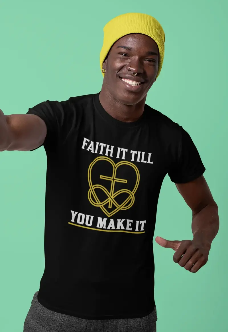 Ultrabasic Men's T-Shirt Faith It Till You Make It - Christian Religious Shirt 1