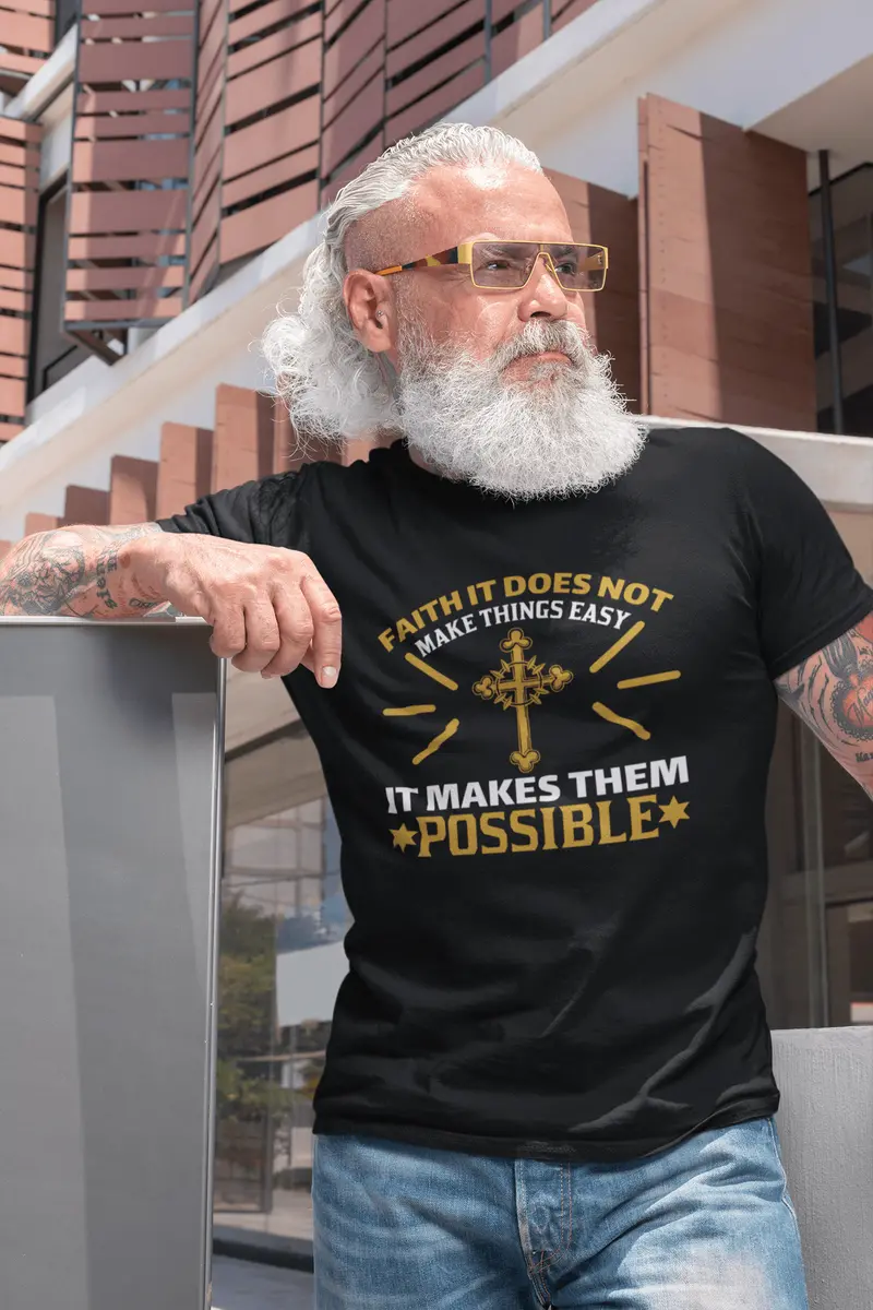 Ultrabasic Men's T-Shirt Faith Makes Things Possible - Christian Religious Shirt 1