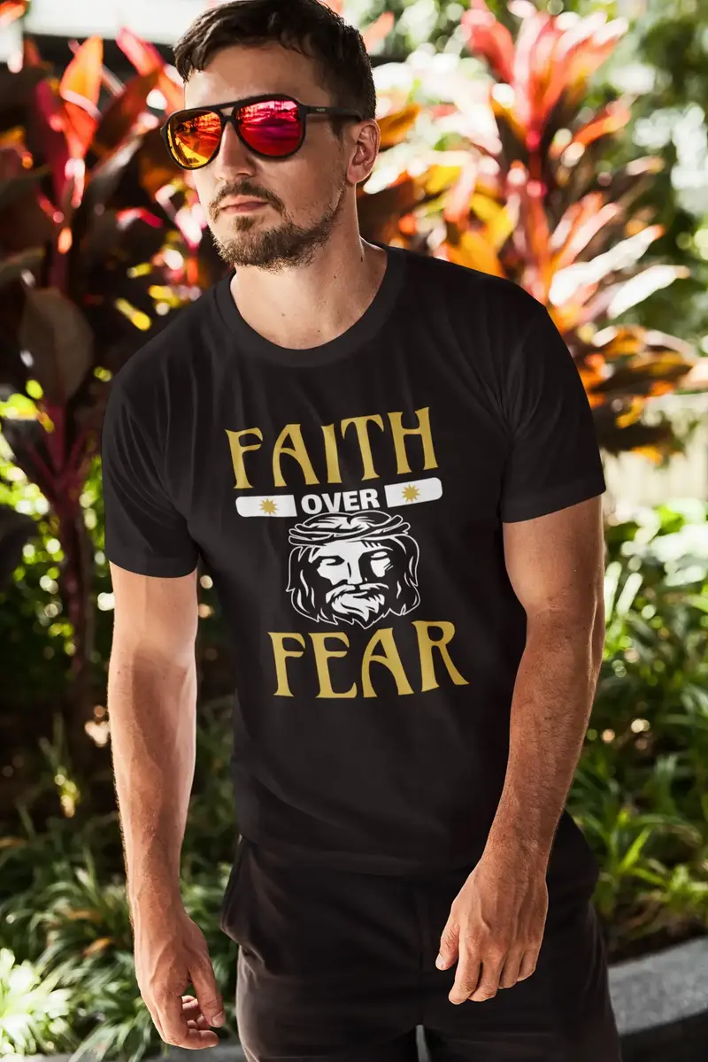 Ultrabasic Men's T-Shirt Faith Over Fear - Christian Religious Shirt 1