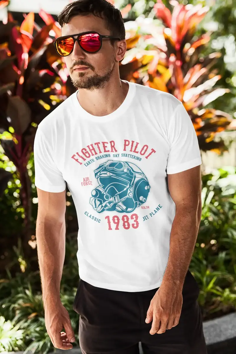 Ultrabasic Men's T-Shirt Fighter Pilot Since 1983 - Air Force Jet Plane Tee Shirt 1