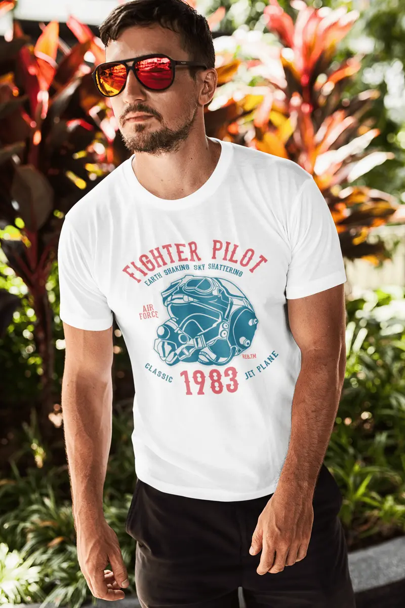 Ultrabasic Men's T-Shirt Fighter Pilot Since 1983 - Air Force Jet Plane Tee Shirt 2