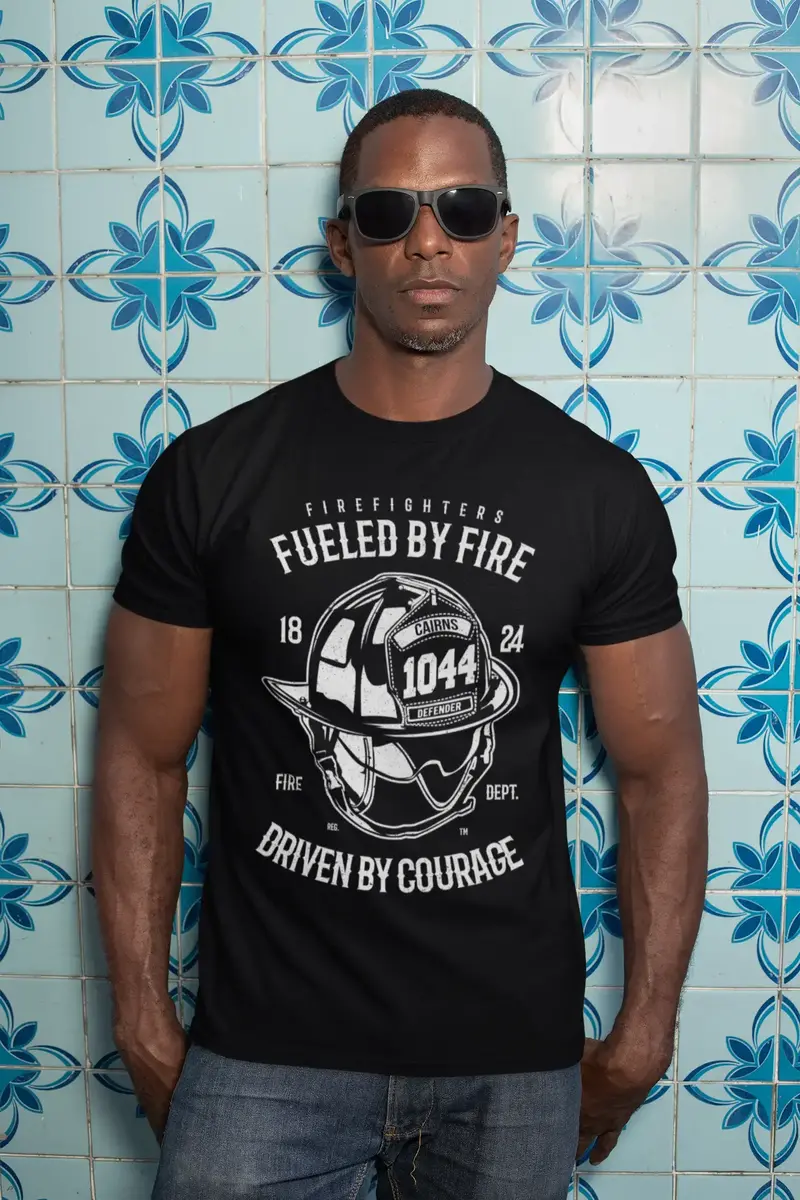 Ultrabasic Men's T-Shirt Fire Fighters Fueled By Fire - Driven By Courage Tee Shirt 1