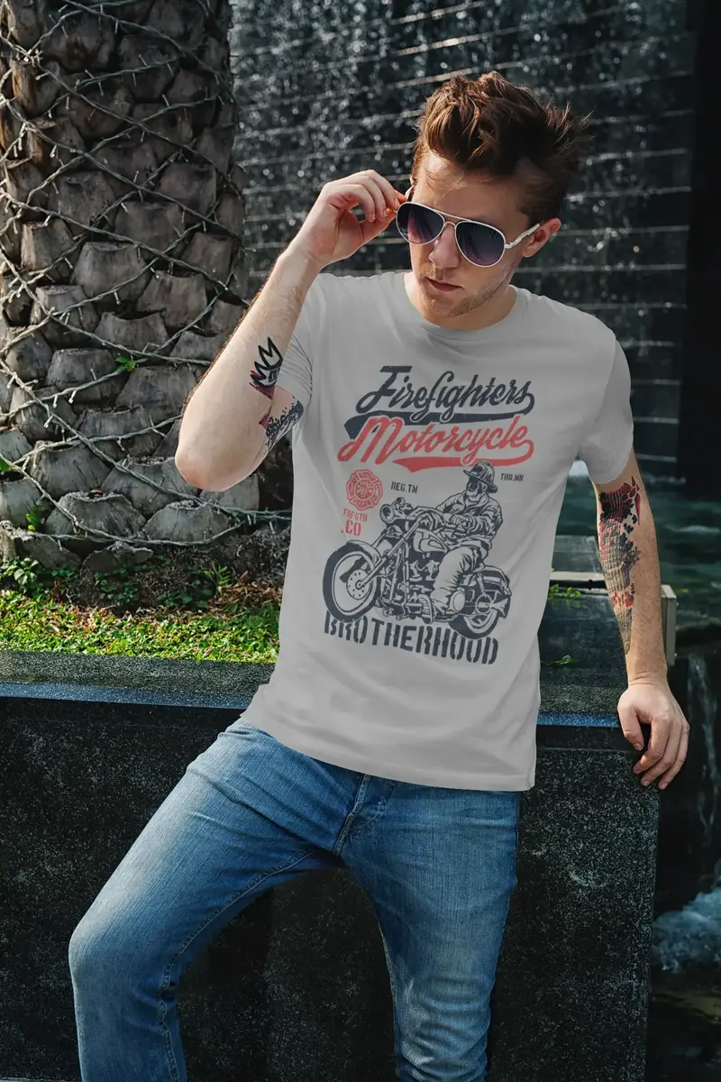 Ultrabasic Men's T-Shirt Firefighters Motorcycle Brotherhood - Gift For Motorcyclists 1