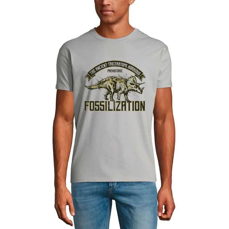 Ultrabasic Men's T-Shirt Fossilization - The Ancient Triceraptors - Dinosaur Shirt 2