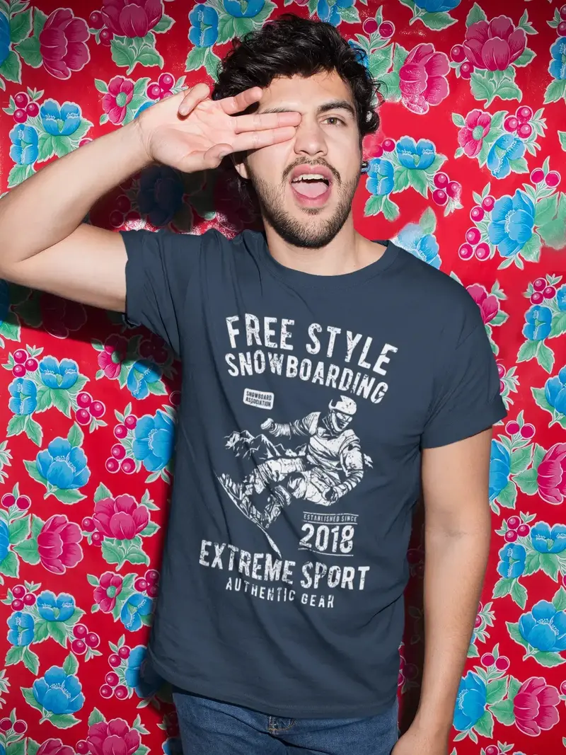 Ultrabasic Men's T-Shirt Free Style Snowboarding Since 2018 - Extreme Sport Tee Shirt 1