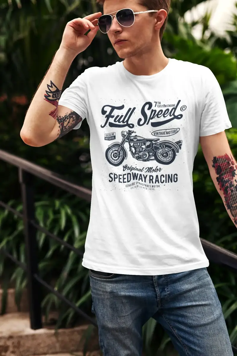 Ultrabasic Men's T-Shirt Full Speed Motorcycle - Original Motor - Vintage Tee Shirt 1