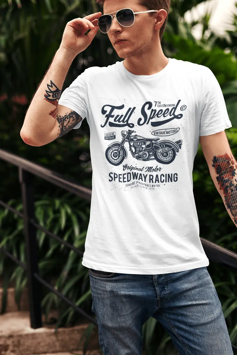 Ultrabasic Men's T-Shirt Full Speed Motorcycle - Original Motor - Vintage Tee Shirt 2