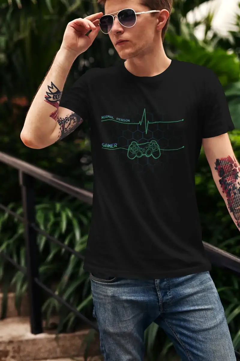 Ultrabasic Men's T-Shirt Gamer Heartbeats - Normal Heartbeats - Gaming Apparel 1