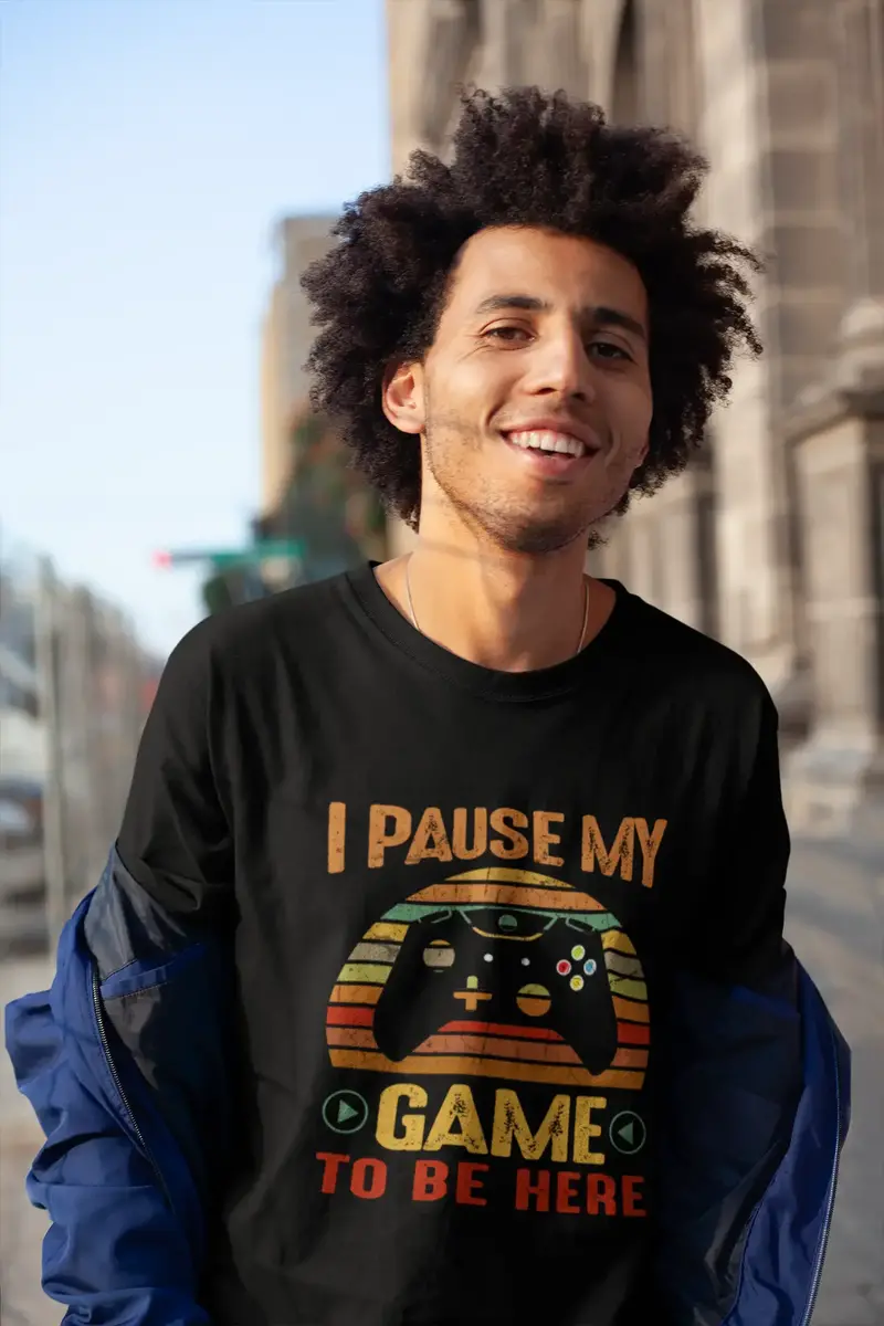 Ultrabasic Men's T-Shirt Gaming I Pause My Game To Be Here - Retro Humor Gamer Tee Shirt 1