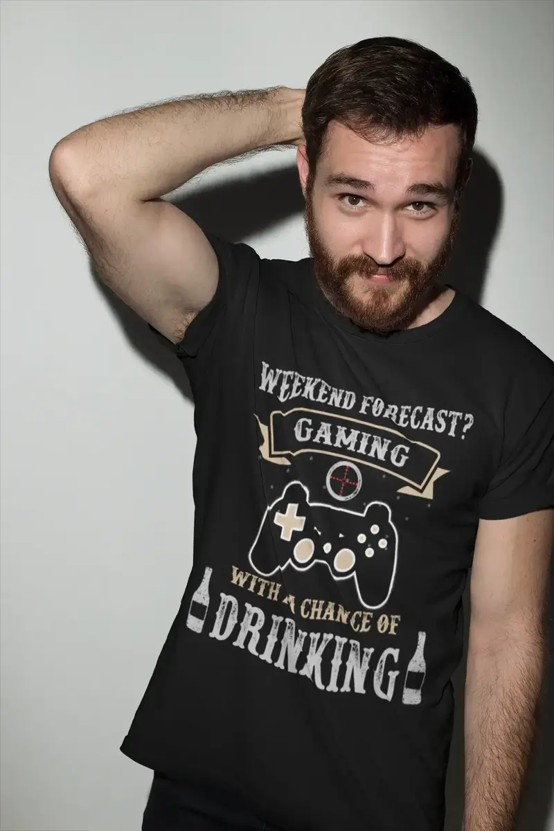 Ultrabasic Men's T-Shirt Gaming With A Chance Of Drinking - Funny Gaming Shirt For Adults 1