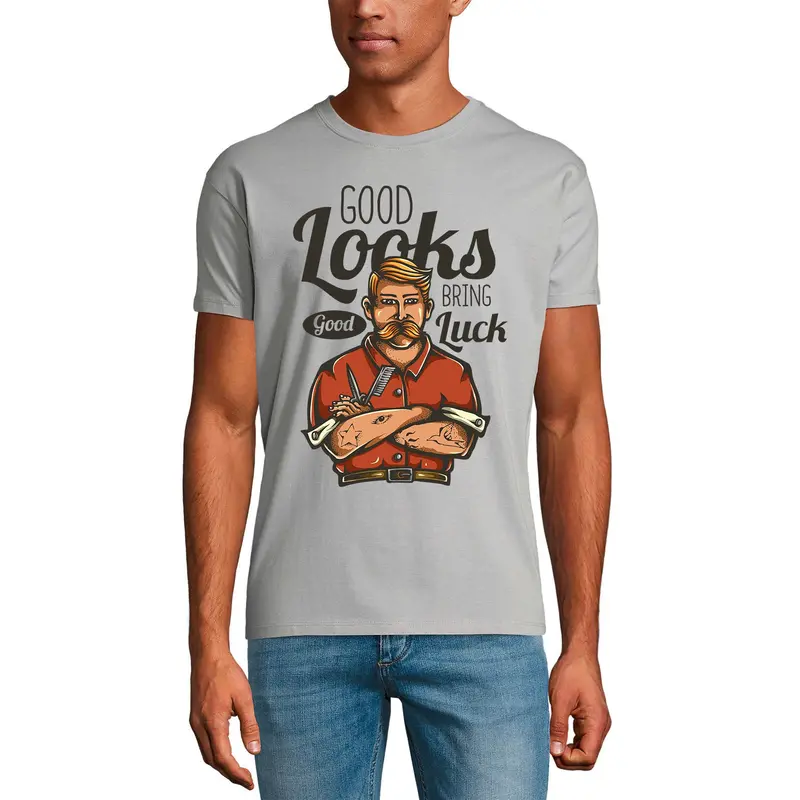 Ultrabasic Men's T-Shirt Good Looks Bring Good Luck - Funny Shirt For Barber 1