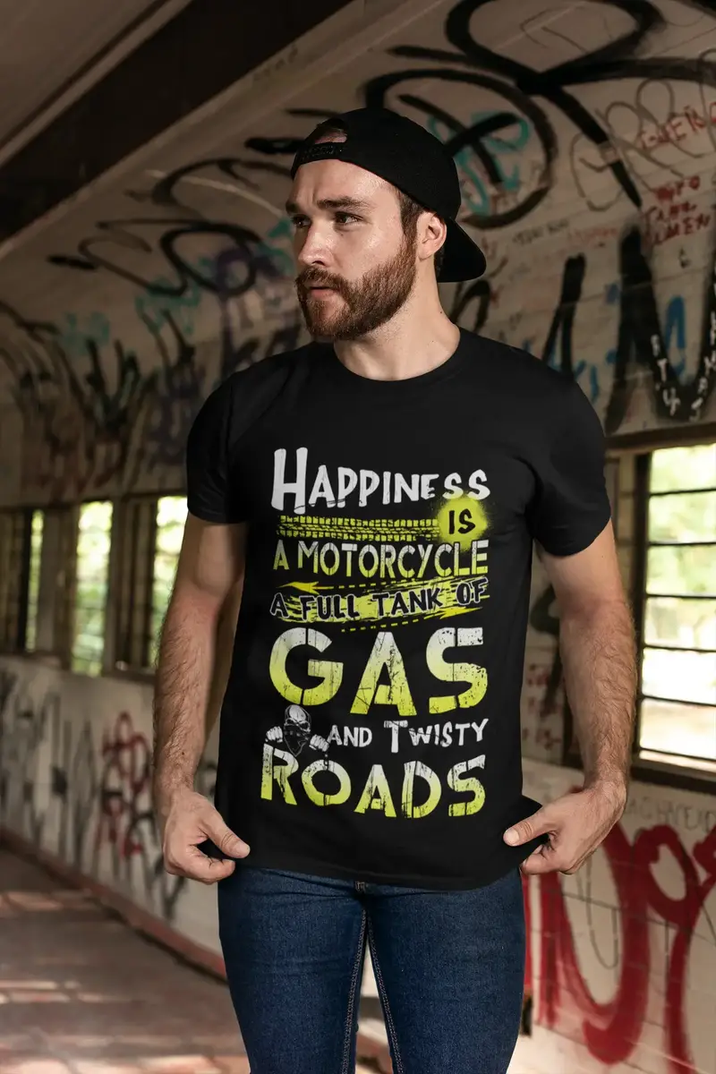 Ultrabasic Men's T-Shirt Happiness Is A Motorcycle - Funny Biker Tee Shirt 1