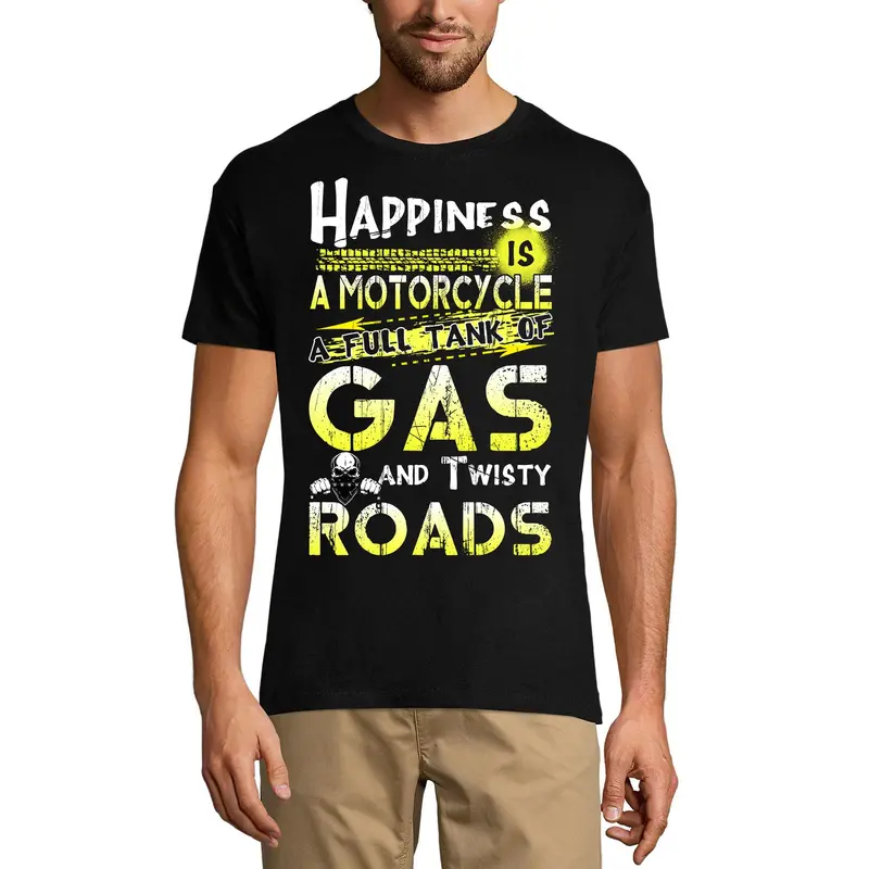 Ultrabasic Men's T-Shirt Happiness Is A Motorcycle - Funny Biker Tee Shirt 2