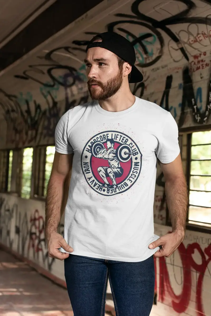Ultrabasic Men's T-Shirt Hardcore Lifter Club - Muscle Bulider - Motivational Gym Tee Shirt 1