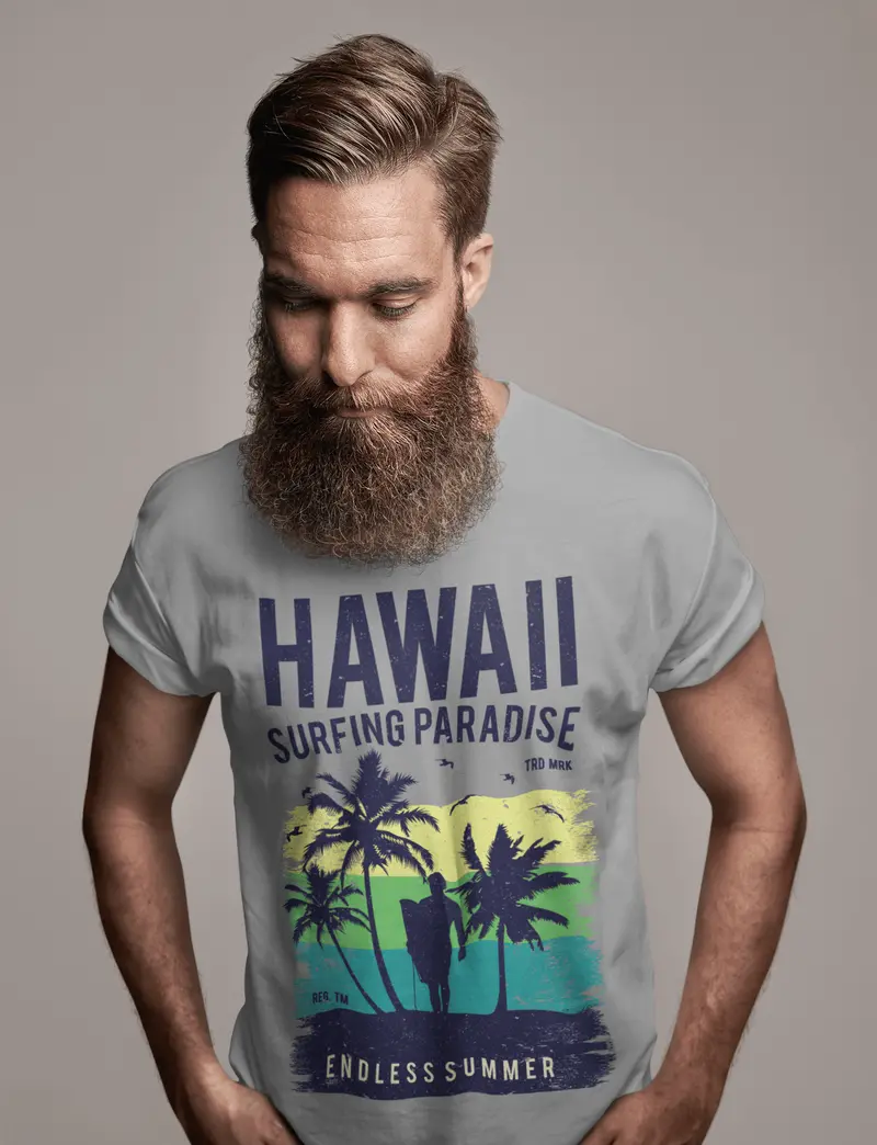 Ultrabasic Men's T-Shirt Hawaii Surfing Paradise - Endless Summer Beach Surf Tee Shirt 2
