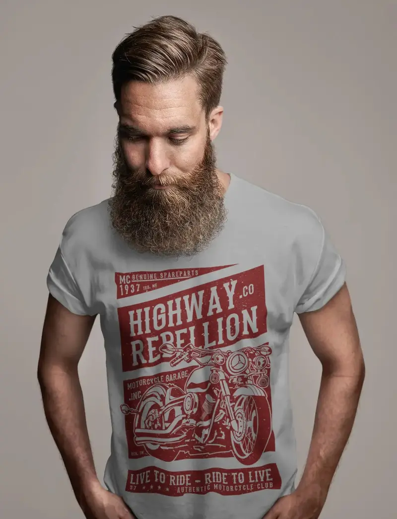Ultrabasic Men's T-Shirt Highway Rebellion Motorcycle - Live To Ride Tee Shirt 1