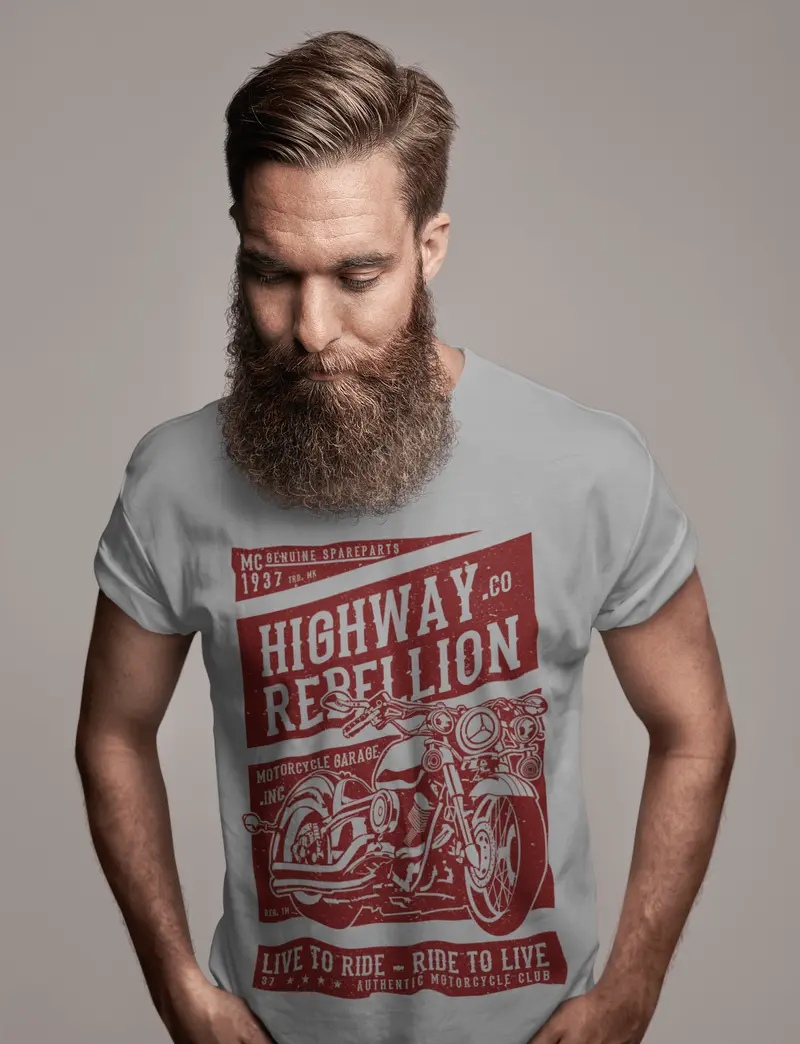 Ultrabasic Men's T-Shirt Highway Rebellion Motorcycle - Live To Ride Tee Shirt 2