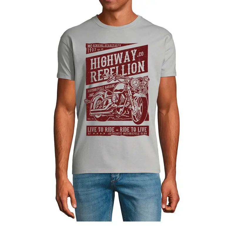Ultrabasic Men's T-Shirt Highway Rebellion Motorcycle - Live To Ride Tee Shirt 3