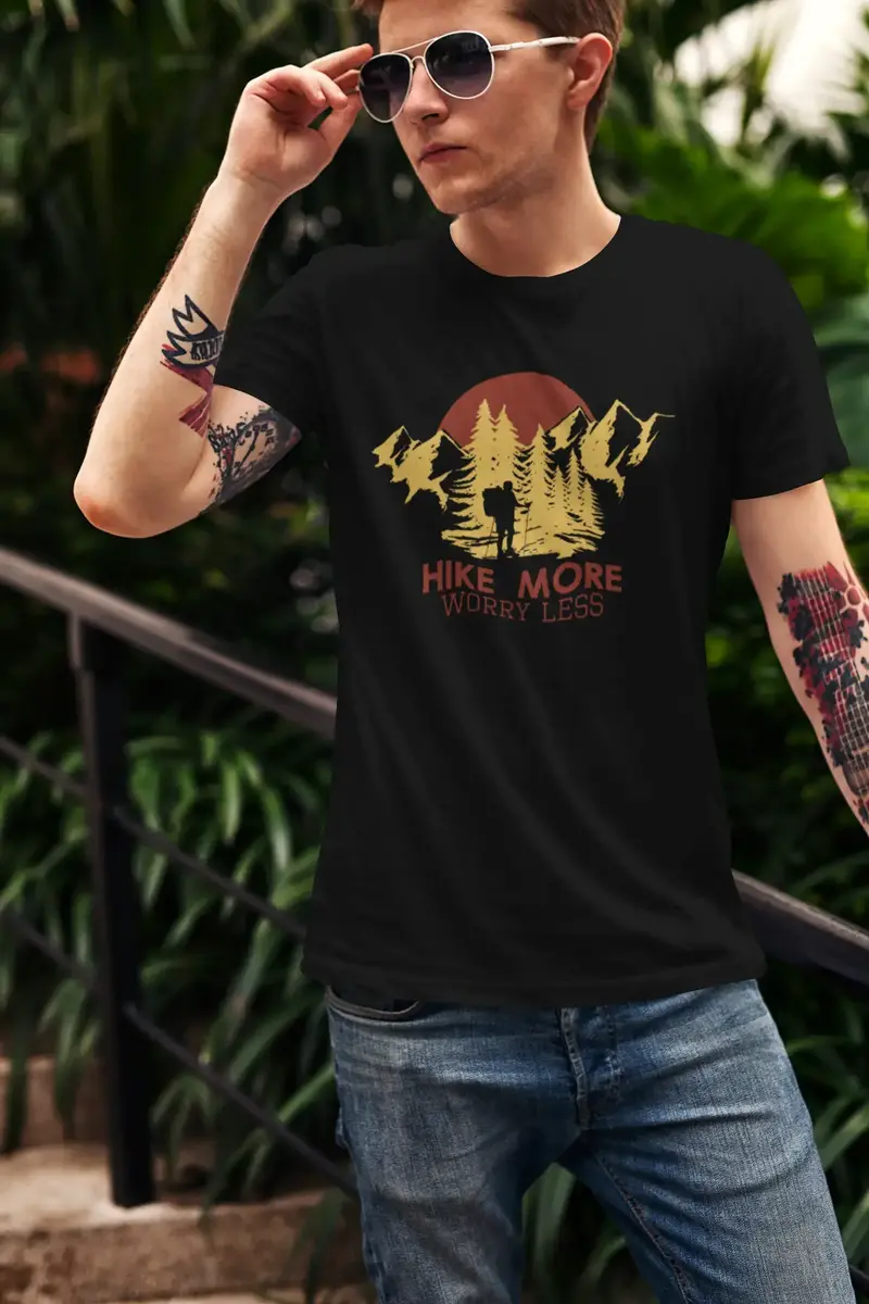 Ultrabasic Men's T-Shirt Hike More Worry Less - Mountain Hiker Tee Shirt 1