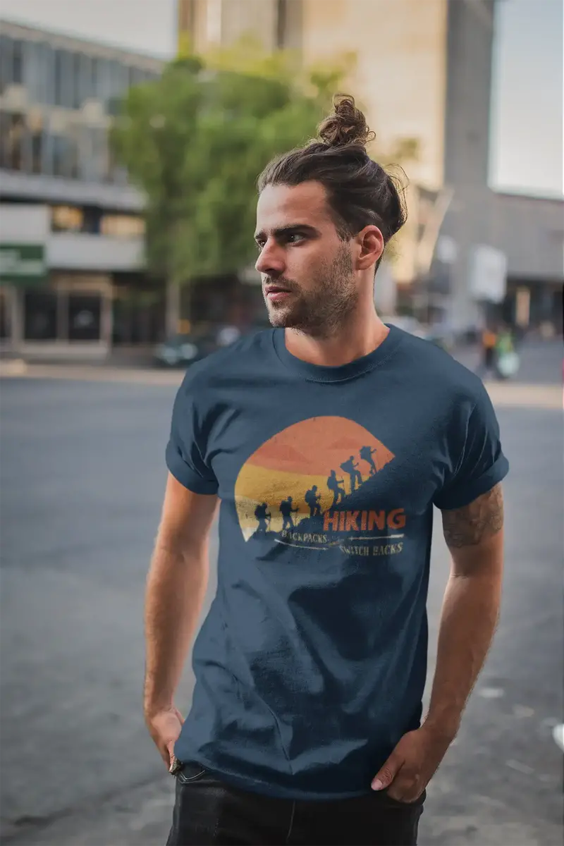 Ultrabasic Men's T-Shirt Hiking Backpacks And Switch Backs - Mountain Hiker Tee Shirt 1