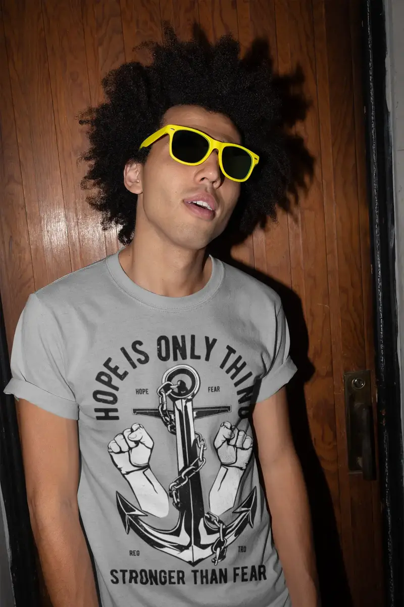 Ultrabasic Men's T-Shirt Hope Is Only Thing Stronger Than Fear - Anchor Tee Shirt 1