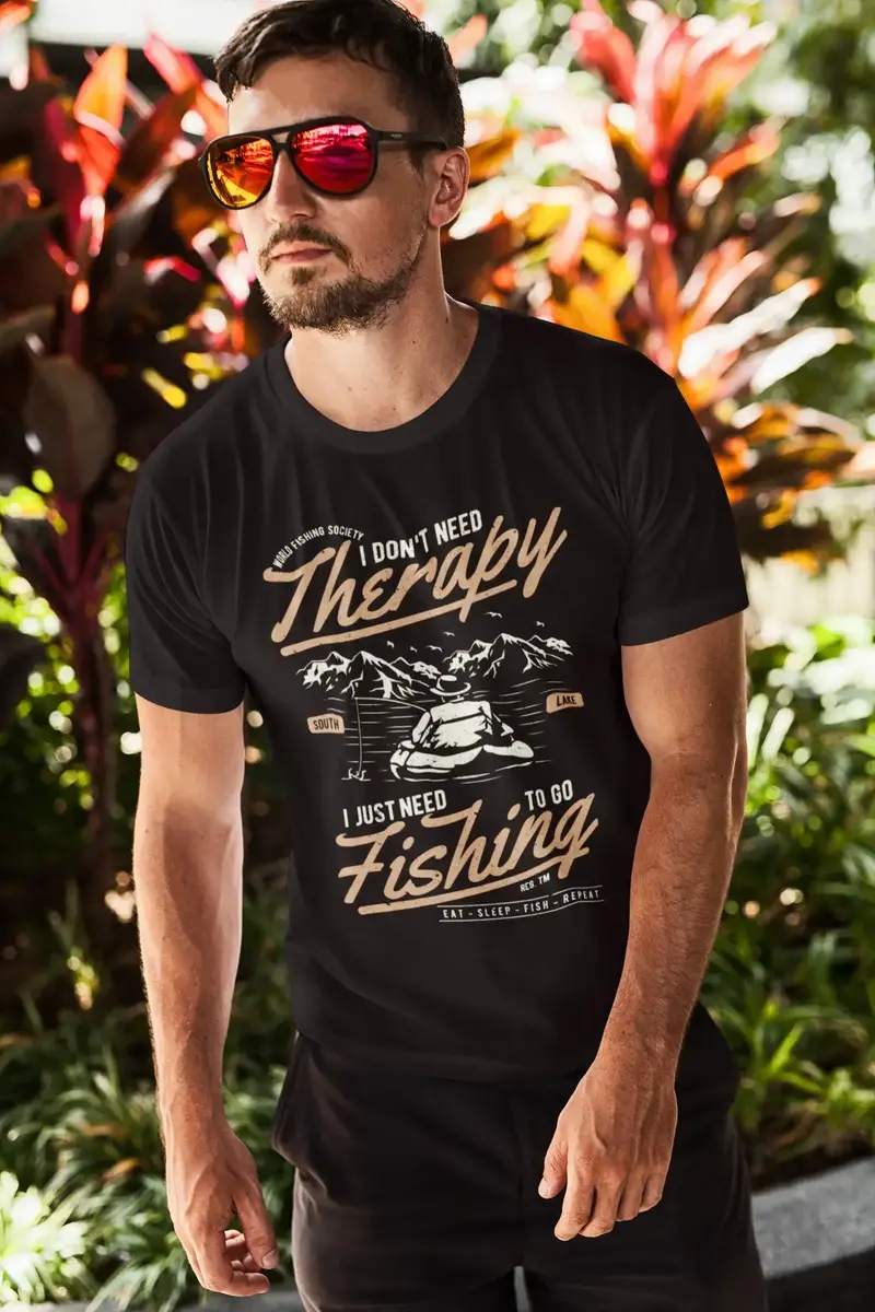 Ultrabasic Men's T-Shirt I Don't Need Therapy I Just Need To Go Fishing - Fisherman Tee Shirt 1