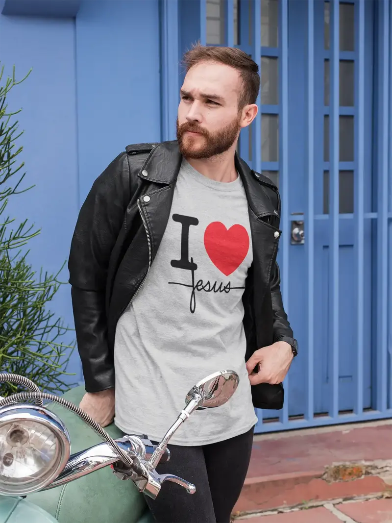 Ultrabasic Men's T-Shirt I Love Jesus - Heart Religious Shirt 1