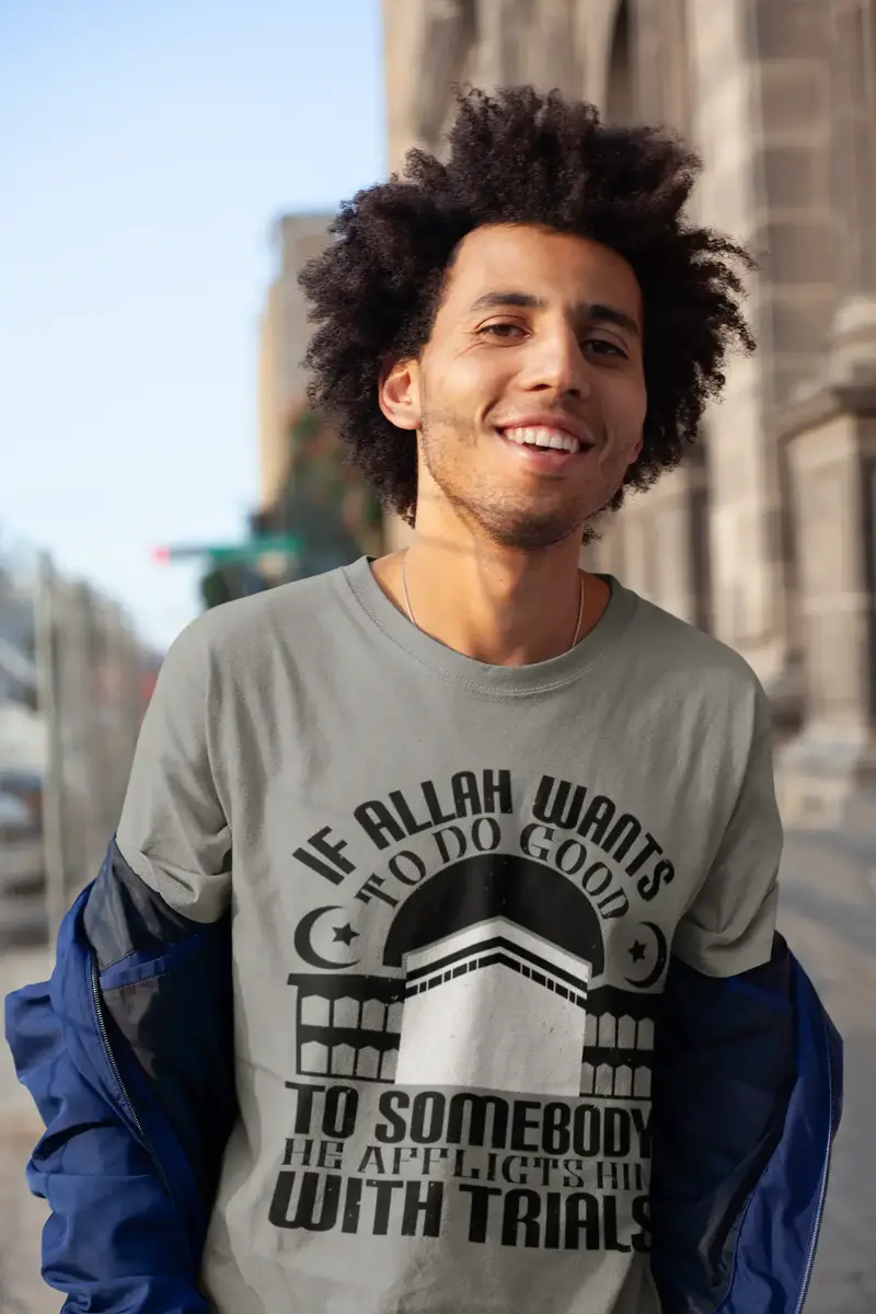 Ultrabasic Men's T-Shirt If Allah Wants To Do Good To Somebody - Kaaba Tee Shirt 1