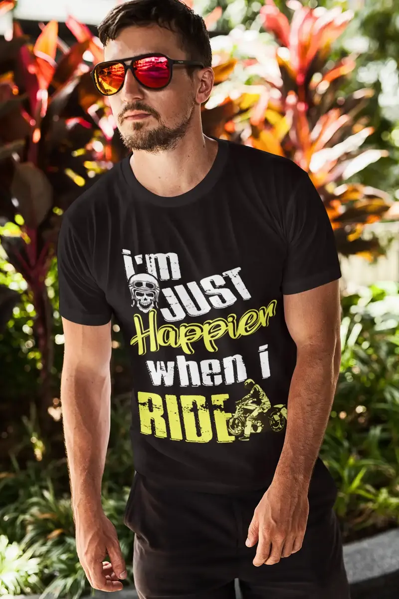 Ultrabasic Men's T-Shirt I'm Just Happier When I Ride - Funny Humor Biker Tee Shirt 1