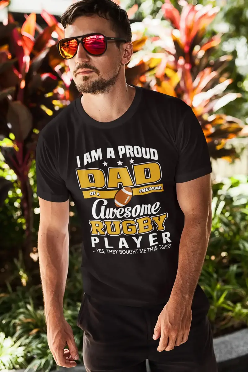Ultrabasic Men's T-Shirt I'm Proud Dad Of Freaking Awesome Rugby Player 1