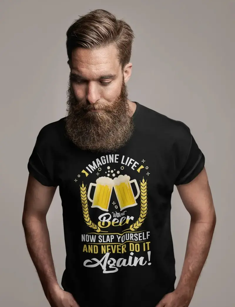 Ultrabasic Men's T-Shirt Imagine Life Without Beer - Funny Slogan Saying Humor Tee Shirt 1