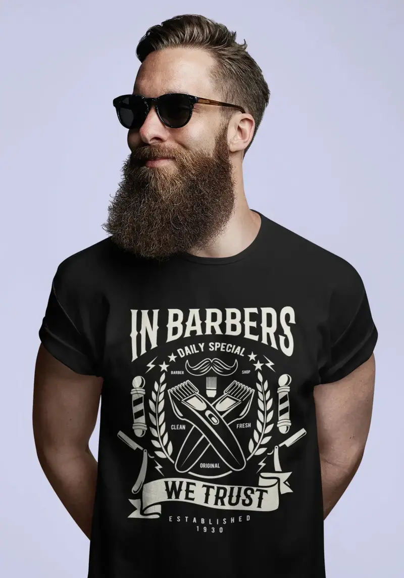 Ultrabasic Men's T-Shirt In Barbers We Trust Established 1930 - Barbershop Tee Shirt For Barber 1